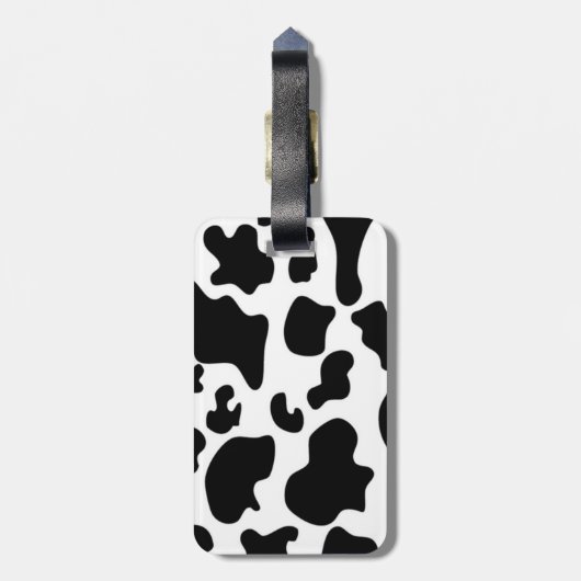 Étiquette À Bagage Impression de vache noire et blanche (Dos Vertical)
