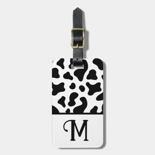 Étiquette À Bagage Impression de vache noire et blanche, bloc de coul (Devant Vertical)