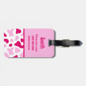 Étiquette À Bagage Impression de vache rose, Bloc de couleur initial (Dos horizontal)