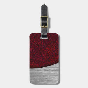 Étiquette À Bagage Impression en cuir rouge et en acier brossé
