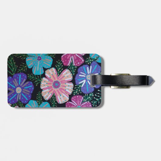 Étiquette À Bagage Impression florale bohème (Dos horizontal)