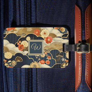 Étiquette À Bagage Impression florale de style kimono japonais avec m
