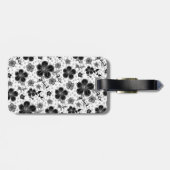 Étiquette À Bagage Impression florale noir et blanc (Dos horizontal)
