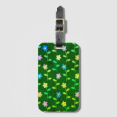 Étiquette À Bagage Impression florale verte (Devant Vertical)