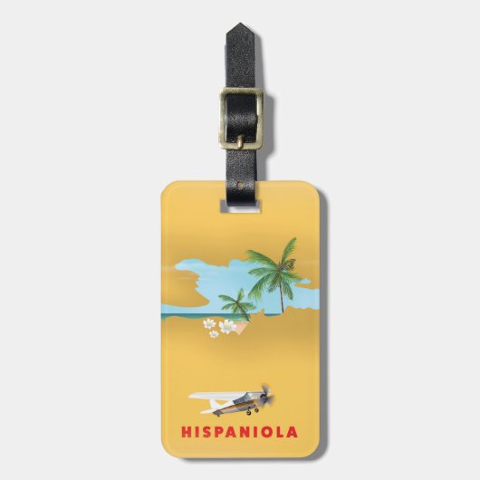 Étiquette À Bagage Impression illustrée de la carte d'Hispaniola. (Devant Vertical)
