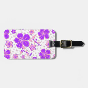 Étiquette À Bagage Impression simple de fleurs à l'aquarelle violette