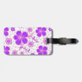 Étiquette À Bagage Impression simple de fleurs à l'aquarelle violette (Dos horizontal)