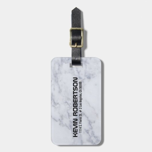 Étiquette À Bagage Impression simple en marbre naturel blanc (Devant Vertical)