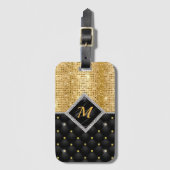 Étiquette À Bagage Impression stylisée Crystal Gold diamant noir mono (Devant Vertical)