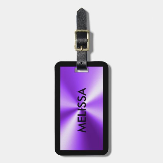 Étiquette À Bagage Impression violette métallique brillante (Devant Vertical)