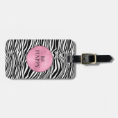 Étiquette À Bagage Impression Zèbre noir et blanc (Devant horizontal)
