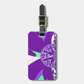 Étiquette À Bagage Imprimante d'art bleu rétro Cyan Kaleidoscope (Devant Vertical)