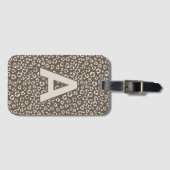 Étiquette À Bagage Imprimé léopard beige monogrammé (Devant Horizontal)