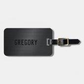 Étiquette À Bagage Imprimer l'aluminium brossé noir monochromatique (Devant horizontal)