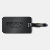 Étiquette À Bagage Imprimer l'aluminium brossé noir monochromatique (Dos horizontal)