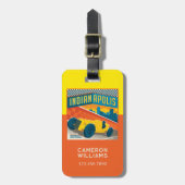 Étiquette À Bagage Indianapolis, Indiana | Vintage Racer (Devant Vertical)