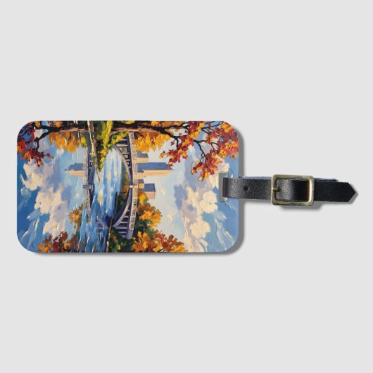 Étiquette À Bagage Indianapolis White Bridge Over the White River  (Devant Horizontal)