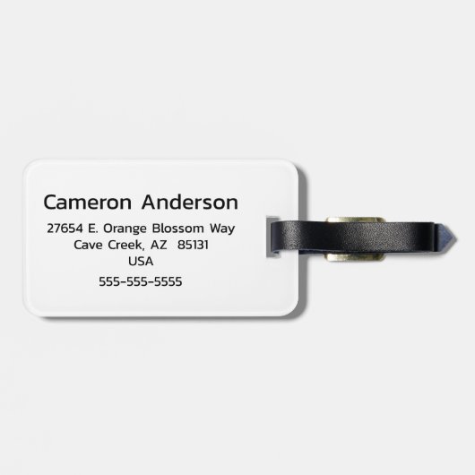 Étiquette À Bagage Indicateur d'agent personnalisé (Dos horizontal)