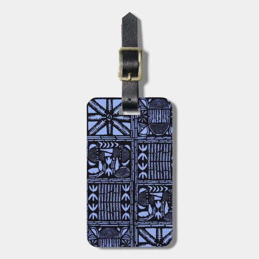 Étiquette À Bagage Indigo Batik Quilt - Blue (Devant Vertical)