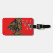 Étiquette À Bagage Indonesi Shadow Puppet Hohoho Design sur toile rou (Devant horizontal)