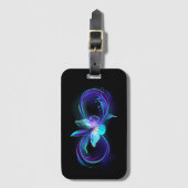 Étiquette À Bagage Infinité brillante avec papillon magique (Devant Vertical)