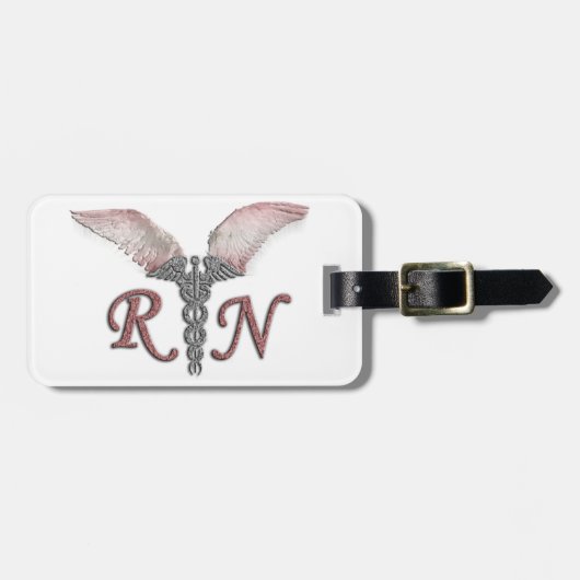 Étiquette À Bagage Infirmier autorisé de RN avec des ailes d'ange (Devant horizontal)