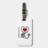 Étiquette À Bagage Infirmière cardiaque Stéthoscope RN (Devant Vertical)