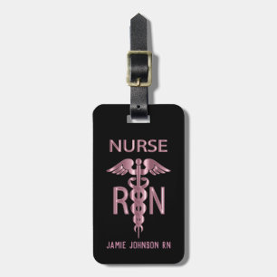 Étiquette À Bagage infirmière de la RN - rose et noir