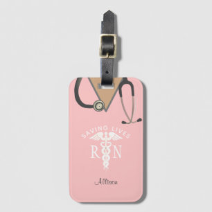 Étiquette À Bagage Infirmière inscrite Pink Médicale Scrubs Personnal