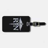 Étiquette À Bagage Infirmière inscrite RN Silver Caduceus Snakes Blac (Devant horizontal)