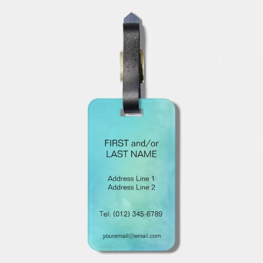 Étiquette À Bagage Initiale de lettre de monogramme de vert bleu (Dos Vertical)