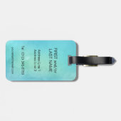 Étiquette À Bagage Initiale de lettre de monogramme de vert bleu (Dos horizontal)