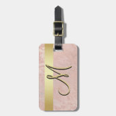 Étiquette À Bagage Initiale de marbre rose élégante de lettre de (Devant Vertical)