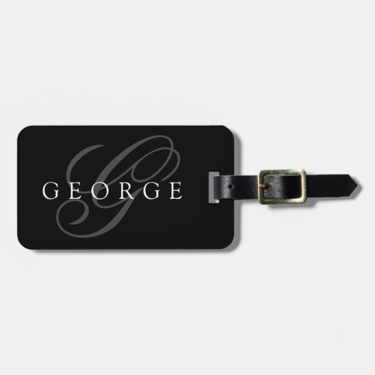 Étiquette À Bagage Initiale de nom de monogramme personnalisé (Devant horizontal)