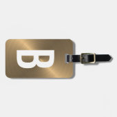 Étiquette À Bagage Initiale métallique balayée d'or de monogramme (Devant horizontal)