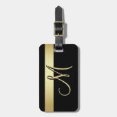 Étiquette À Bagage Initiale noire unique élégante de lettre de (Devant Vertical)