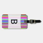 Étiquette À Bagage Initiale nommée faite sur commande + Rayures de (Devant horizontal)