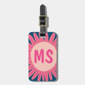 Étiquette À Bagage INITIALES CUSTOMISÉES de Fleur Rose Daisy (Devant Vertical)