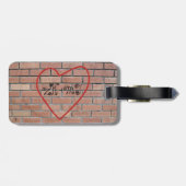 Étiquette À Bagage Initiales dans le graffiti d'amour de coeur (Dos horizontal)
