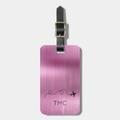 Étiquette À Bagage INITIALES D'Aventure Avion Vol Metallic (Devant Vertical)