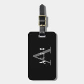 Étiquette À Bagage Initiales de monogramme noir et blanc professionne (Devant Vertical)