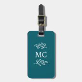 Étiquette À Bagage Initiales de monogramme personnalisées Feuille bot (Devant Vertical)