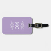 Étiquette À Bagage Initiales de monogramme personnalisées Feuille bot (Devant horizontal)