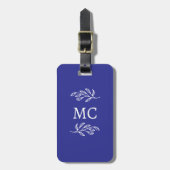 Étiquette À Bagage Initiales de monogramme personnalisées Feuille bot (Devant Vertical)