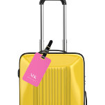 Étiquette À Bagage Initiales de monogramme rose chaud<br><div class="desc">Un arrière - plan de couleur rose vif. Personnalisez et ajoutez vos lettres monographiques et votre nom complet sur le devant. Vos coordonnées au verso.</div>