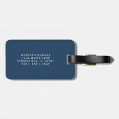 Étiquette À Bagage Initiales de script Monogramme moderne bleu marine (Dos horizontal)