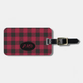 Étiquette À Bagage Initiales du monogramme de contrôle du bison noir  (Devant horizontal)