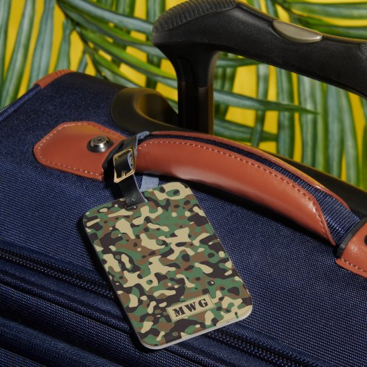 Étiquette À Bagage Initiales du monogramme motif camouflage Camo (Insitu Rectoal 1)