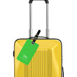 Étiquette À Bagage Initiales du monogramme vert citron<br><div class="desc">Un arrière - plan vert citron. Personnalisez et ajoutez vos lettres monographiques et votre nom complet sur le devant. Vos coordonnées au verso.</div>
