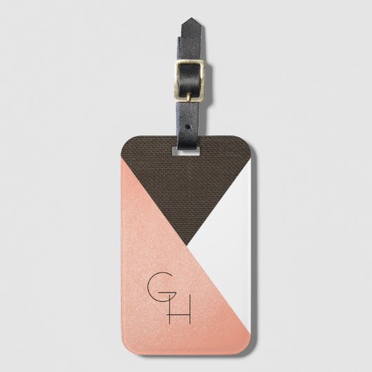 Étiquette À Bagage Initiales en Cuir Élégant Moderne (Devant Vertical)